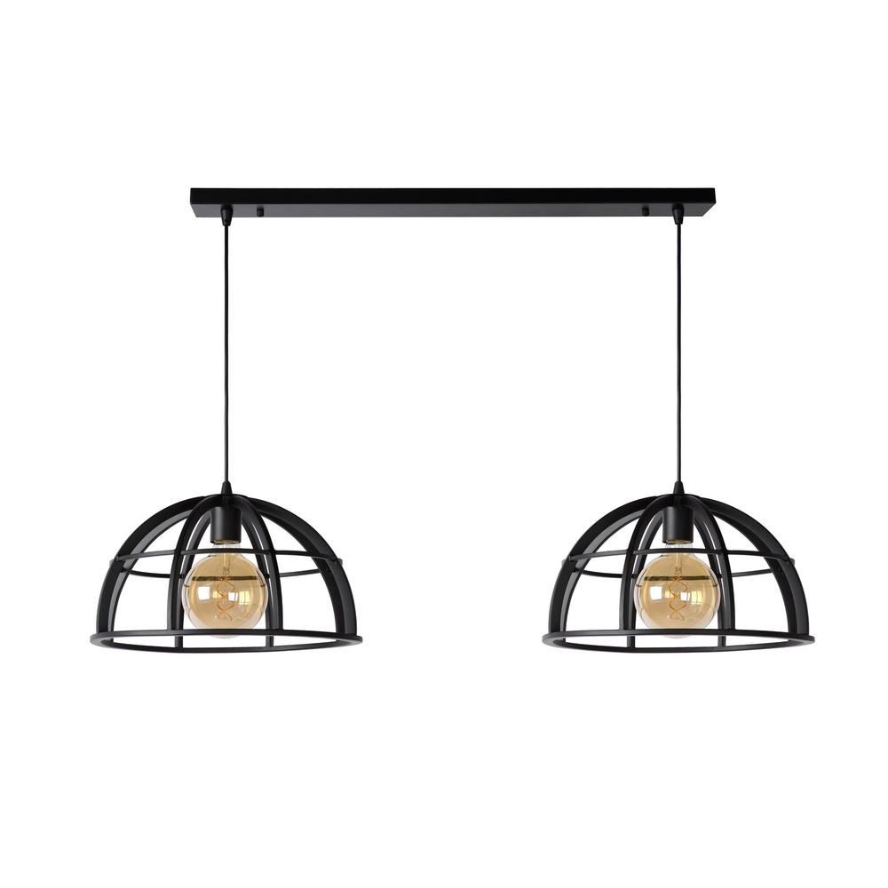 Lucide 2-lichts hanglampDikra industrieel zwart - 76464/02/30